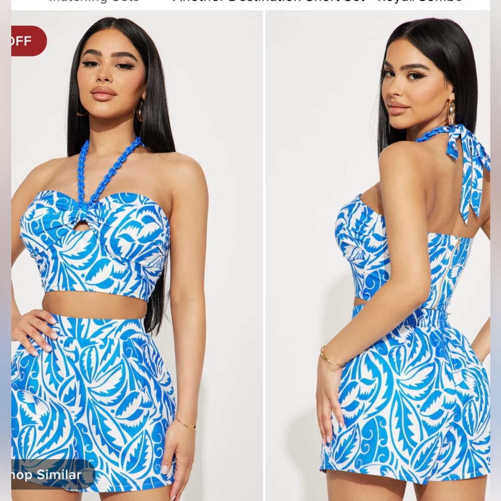 Another Destination Short Set - Royal/combo